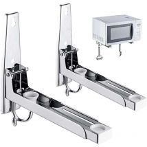 2 x supports muraux pour micro-ondes, support pour micro-ondes avec bras extensible, support multifonctionnel pour micro-ondes avec 2 crochets,