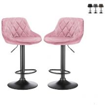 Hofuton Tabourets de Bar, Lot de 2 Chaises Haute, Siège pour Cuisine, avec Structure Métal, Revêtement Velours, Repose-Pieds, Hauteur Réglable,