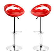 Skecten - 2 x Taburetes de bar Silla de comedor con reposapiés 360 ° Mueble Giratorio ajustable 59-80cm Rojo