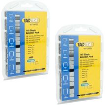2 x Tacwise 0350 140 Series Staple Selection Pack 4400 6mm 8mm 10mm 12mm 14mm