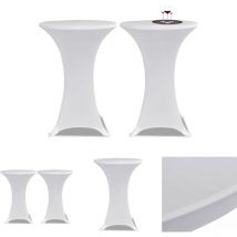 2 x Tischhusse für Stehtisch Stretchhusse Ø60 cm weiß - Hussen - Weiß
