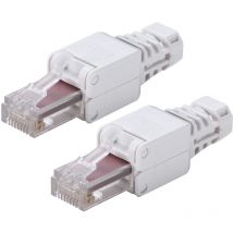 Memkey - 2 Stück werkzeuglose RJ45-Anschlüsse UTP-Netzwerkbuchse, werkzeuglos für solide CAT5/5E CAT6/6A verseilte Ethernet-Kabel