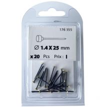 20 aiguilles crochet tableau 1,4x25 mm acier trempé Vissal