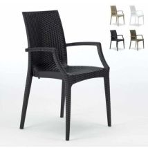 Lot De 20 Chaises De Jardin Accoudoirs Fauteuils Bar Café Restaurant Polyrotin Bistrot Arm Grand Soleil - Noir