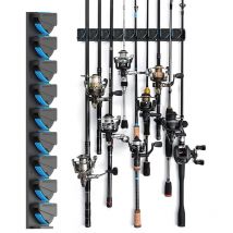 Horizontal Vertical Fishing Rod Holder Wall Mounted Fishing Rod Rack Ceiling Mount Holds up to 9 Fishing Rods or Combo Rod Holder Suitable for Garage