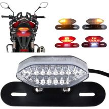 20 led Feu arrière de Moto Intégré Moto Feu de Frein à LED&Clignotant Moto led Feux de Conduite à led Moto Avec un Cadre en fer de Montage-Blanc