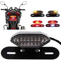 20 led Feu arrière de Moto Intégré Moto Feu de Frein à LED&Clignotant Moto led Feux de Conduite à led Moto Avec un Cadre en fer de Montage-Noir