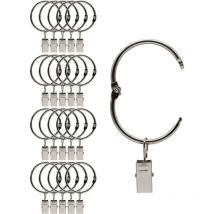 20 Metall Gardinen-Clip-Ringe – Öffnen und Schließen, Innendurchmesser 38 mm, Für Vorhänge (Silber)