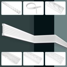 Grand Decor - moulures, pu mousse dure & flexible 2m blanc moderne & baroque: 20 Mètres / 10 Bandes, CR746 - 126x14mm