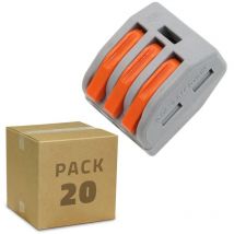 20 Pack Schnellverbinder PCT-213 mit 3 Eingängen für Elektrokabel von 0,08–4 mm² Grau