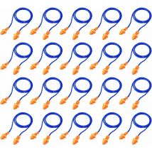 20 Paires, Bleu , Bouchons d'oreilles en Cordon Bouchons d'oreilles en Silicone Réutilisables avec Corde Bouchon d'oreille Anti-Bruit pour Sommeil