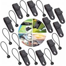 Dazzler - Clips para tienda de campaña, clips de bloqueo, 10 clips para tienda y 10 cuerdas adjuntas, 20 clips reutilizables para tienda de campaña