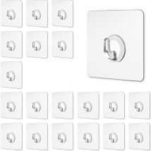 20 Pcs Crochet Adhésif Transparent, Crochet Magique Transparent, Charge Lourd de Max 10 kg, Crochet Mural Adhesif en Plastique, Accroche Murale sans