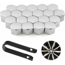 DK - 20 Pezzi Cappucci Dadi Ruota 17mm Copridadi Ruota Universali Bulloni Ruota con Set di Strumenti di Rimozione per Auto (Argento)