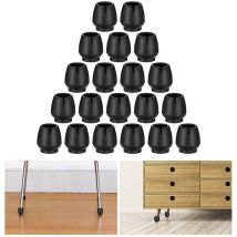 20 Pcs Tappi Sedie Gomma 17-21mm Coprigambe Tavolo Antiscivolo Proteggere Pavimento Nero