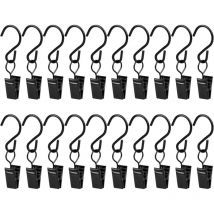 20 Pièces Pince Rideaux, Pinces Rideaux, Pinces Metal Rideau, Petits Rideaux Clips Crochets, Rideaux de Douche Clip Crochets, Clips de Rideau, Noir