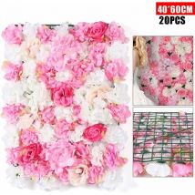Senderpick - 20 Pièces 60 x 40cm Panneau Floral Mural, Papier Peint Mur de Fleurs Artificielles Roses pour Mariages Fêtes Célébrations Décoration,