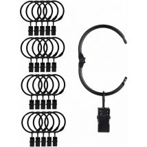 20 Pièces Anneaux à Pince à Rideau en métal Ouvrants, Ouverture et Fermeture faciles, diamètre intérieur 38 mm, pour Rideaux Lourds et Rideaux légers