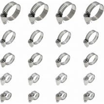 20 Pièces Collier De Serrage Tuyau, Collier De Serrage Tuyau Réglable 16-25mm, 304 Collier De Serrage Inox, Collier Serrage Métallique, Pour Tuyau,