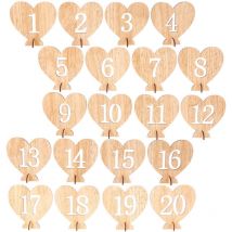 20 pièces décorations de mariage numéros de table de réception centre de table signe bois bambou bois