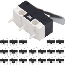 Tigrezy - 20 pièces Micro interrupteur de fin de course no + nc charnière droite levier 3PIN 125V 1A souris Micro bouton tactile interrupteur