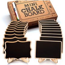 Yzmrbdqc - 20 pièces. Mini tableau effaçable avec marqueur à craie effaçable - petit tableau en bois avec support - à utiliser comme marque-places,