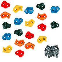 Kangui - 20 Pierres à grimper d'escalade pour structures de jeux - Fixations inclues