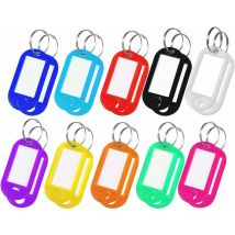 20 Porte Clef Etiquette, Porte-Clés en Plastique 10 Couleurs, Porte clés couleur étiquette Inscriptibles pour clés de maison, étiquettes à bagages,