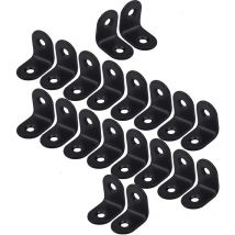 20 Stück Edelstahl-Halterung, 20 x 20 mm, 90-Grad-Halterung, rechtwinklige Halterung, Schrank, Stuhl, Tisch, Schwarz