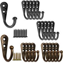 20 Stück Kleiderhaken, Wandmontage, Vintage-Retro-Kleiderhaken, Metall-Kleiderhaken mit Schrauben