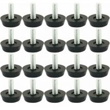 Ymyny - 20 Stück M6 x 20 mm verstellbare Möbel-Nivellierfüße, verstellbare Möbelbeinfüße, Tischstuhlbasis, Bodenschutz, Gleitschraube