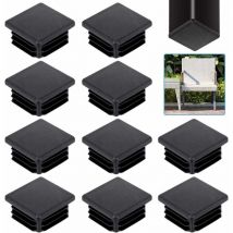 20 Stück Vierkantrohrkappen, schwarze Vierkantrohr-Endkappen, Kunststoff-Vierkantrohrkappen, quadratische Lamellen-Endkappen, solide