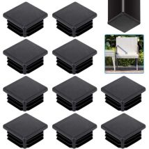20 Stück Vierkantrohrkappen, Schwarze Vierkantrohr-endkappen, Kunststoff-vierkantrohrkappen, Quadratische Lamellen-endkappen, Solide Stuhlrohr-