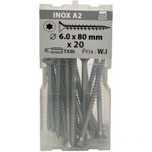 20 vis agglo 6x80mm fraisée Tx inox A2 Viswood