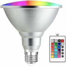 Jusch - 20 w Ampoule led rgb E27 Par38 étanche avec télécommande ir 24 touches (rgb et blanc froid) [Classe énergétique a+]