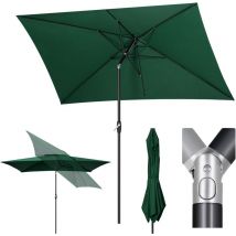 Sekey - Aluminum Sonnenschirm 3 x 2 m Rechteckiger Marktschirm mit Kurbel - für Balkon, Terrasse & Garten - Sonnenschutz uv 50+, Grün
