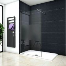 Parete doccia Walk In 60x200cm vetro temperato trasparente Anti-Frantumi da 8mm Striscia Satinata-Opaca Centrale 73-120cm Barra Stabilizzatrice