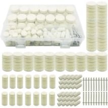 200 Pcs Roue De Polissage En Laine, Tampon De Polissa Roue De Polissage Avec Tige Métal Pour Accessoires Dremel Outils Rotatifs