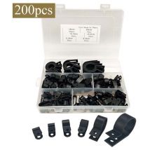 200 pièces r type nylon fil serre-câbles attaches en plastique fil pince collier de serrage p type pinces