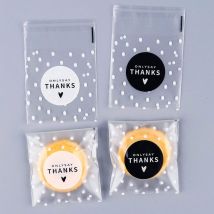 200 Pièces Sachet en Cellophane, Sac Sachet Pochette de Biscuit avec Auto-Adhésive Transparent Sacs pour Bonbons Dessert Noël Festival Partie Sacs