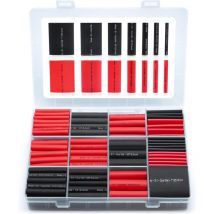 200-Piece Waterproof Heat Shrink Tubing Set - 3:1 Double Wall Heat Shrink Tubing - Self-Adhesive Coated - Thermal Tubing - Black, Red