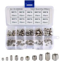 200 Stück Inbusschrauben Edelstahl Sechskantschrauben Set Metrisch Professionelles Metallzubehör M3 M4 M5 M6 M8