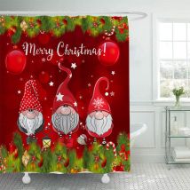 200 X 230 Cm Großer Duschvorhang Mit Weihnachtsmotiv, Duschvorhang Mit Weihnachtsmann-motiv, Badezimmer-dekorationsset, Wasserdichtes Material, Mit 12