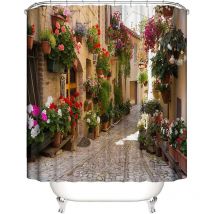 Linghhang - 200 x 230 cm Rideau de douche fleur rue rideau de douche impression polyester imperméable rideau de douche