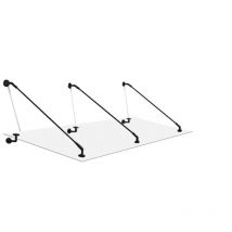 Glaszentrum Hagen - Pensilina in vetro trasparente 200x90 cm - Trasparente incl. Supporto nero