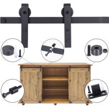 200cm Kit de Rieles de Hardware para Puerta Corredera Polea de Carril Sistema de Puerta de Armario Doble Syspendue
