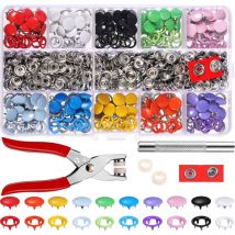 200Pcs Boutons Pression Set de Creux Solide Boutons - Pression Boucle en Métal Bague Bouton Boutons Pression à Coudre Craft 12,5 mm
