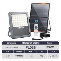 200W Kosoom led Faretto da esterno 249x290x49mm FL036、Impermeabile IP65、1100lm