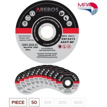 AREBOS cutting discs flexible discs Ø125 mm receiving 22.23 mm thickness 1.2 mm 50 pieces