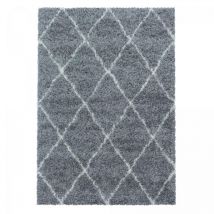 Jadorel - Tapis berbère motifs ethno-chic Ø80cm gris rond shaggy a